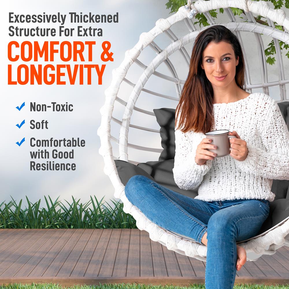 Wicker Egg Chair Cushion - Durable And Soft Hammock Pad For Indoor And Outdoor Rattan Egg Chair (Gray)