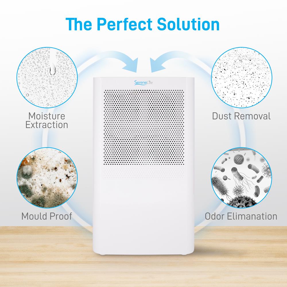 Portable Energy-Saver Dehumidifier - Ultra-Quiet & Electric Small Dehumidifier, 3 Pints Volume Capacity, Space Up To 322 Sq. Ft. For Bedroom, Bathroom, Rv, Closet & Basement