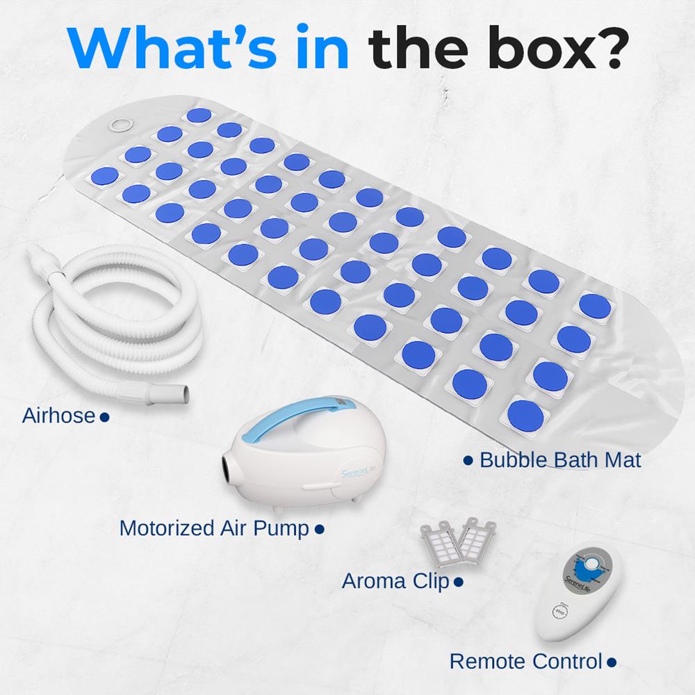 Portable Bubble Bath Mat Body Spa Massager - Waterproof Non-Slip Bubble Bath Mat With Suction Cup Bottom, Motorized Air Pump, And Adjustable Bubble Settings