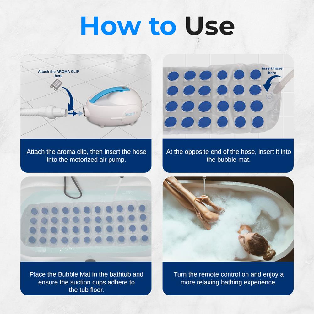 Portable Bubble Bath Mat Body Spa Massager - Waterproof Non-Slip Bubble Bath Mat With Suction Cup Bottom, Motorized Air Pump, And Adjustable Bubble Settings