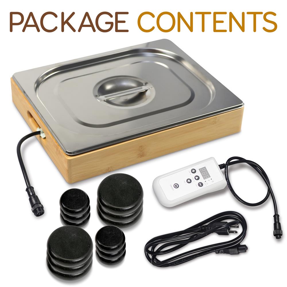 Hot Stone Massage Kit - Portable Heated Rock Therapy System With Digital Temperature Controller, Includes (12) Massaging Stones