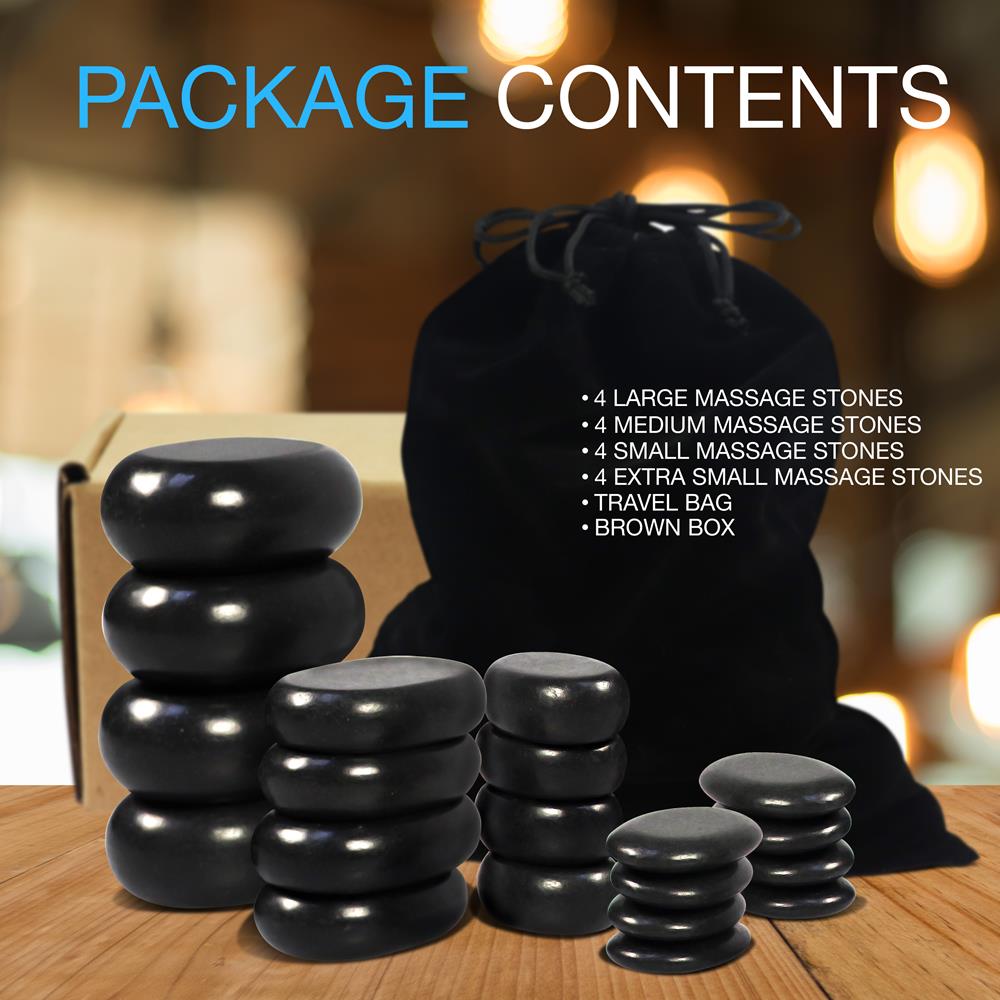 20 Pcs. Hot Massage Stones With Traveling Bag And Small Brown Box