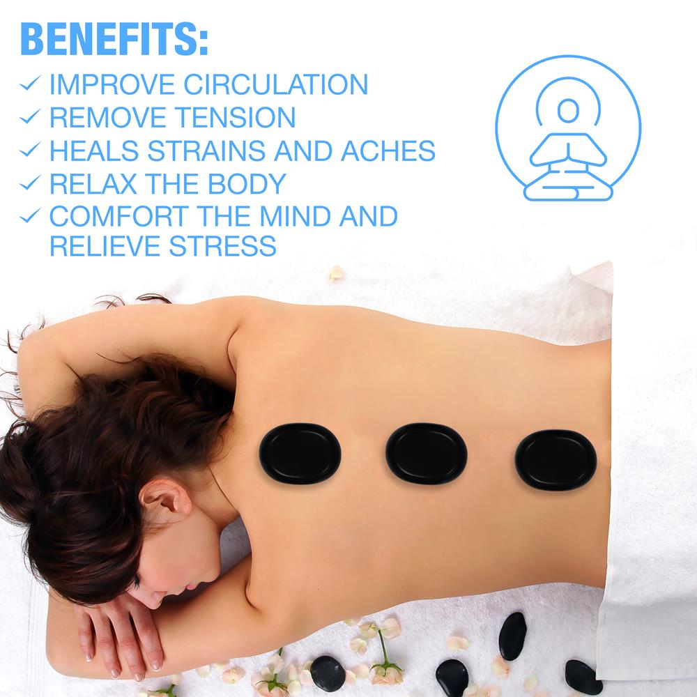 20 Pcs. Hot Massage Stones With Traveling Bag And Small Brown Box