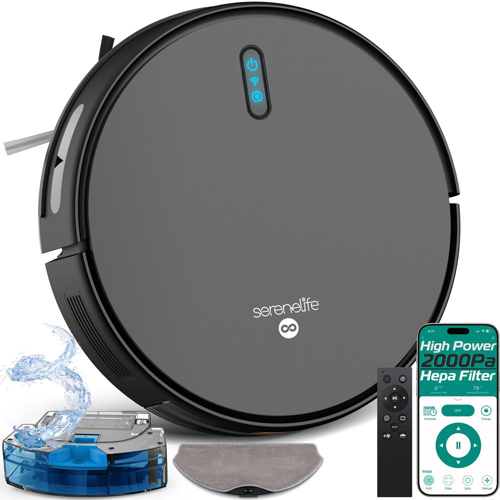 Smart Vacuum Cleaner - Automatic Robot Cleaning Vacuum With 2-In1 Water Tank, App Control, Fan Motor 2000Pa, And 4 Cleaning Modes, Ideal For Hard Floor, Pet Hair, Low-Pile Carpet (White)