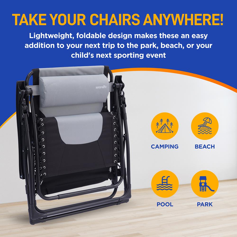 Zero Gravity Recliner Chair - Ultimate Comfort, Foldable, Blue