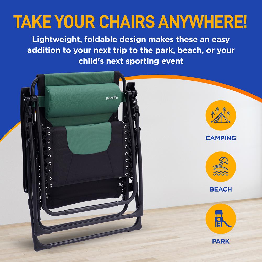 Zero Gravity Lounge Chair - Ultimate Comfort - Steel & Textilene - Green