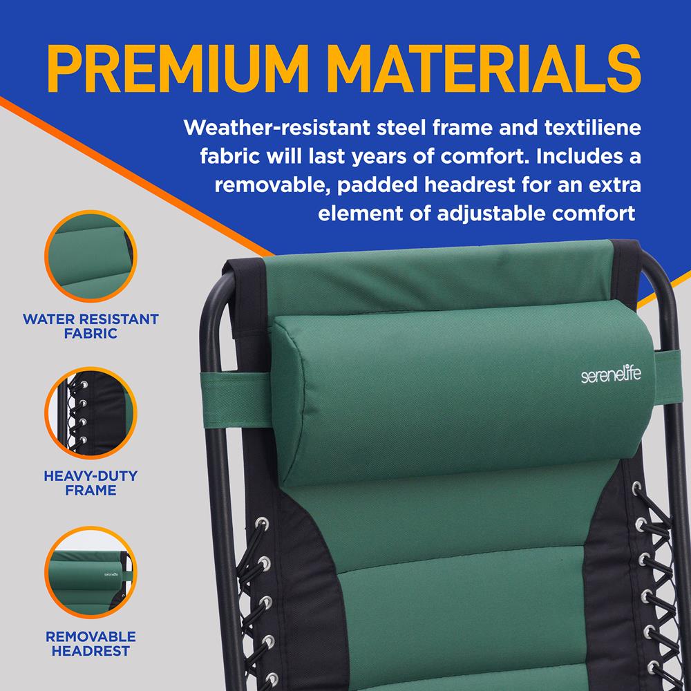 Zero Gravity Lounge Chair - Ultimate Comfort - Steel & Textilene - Green