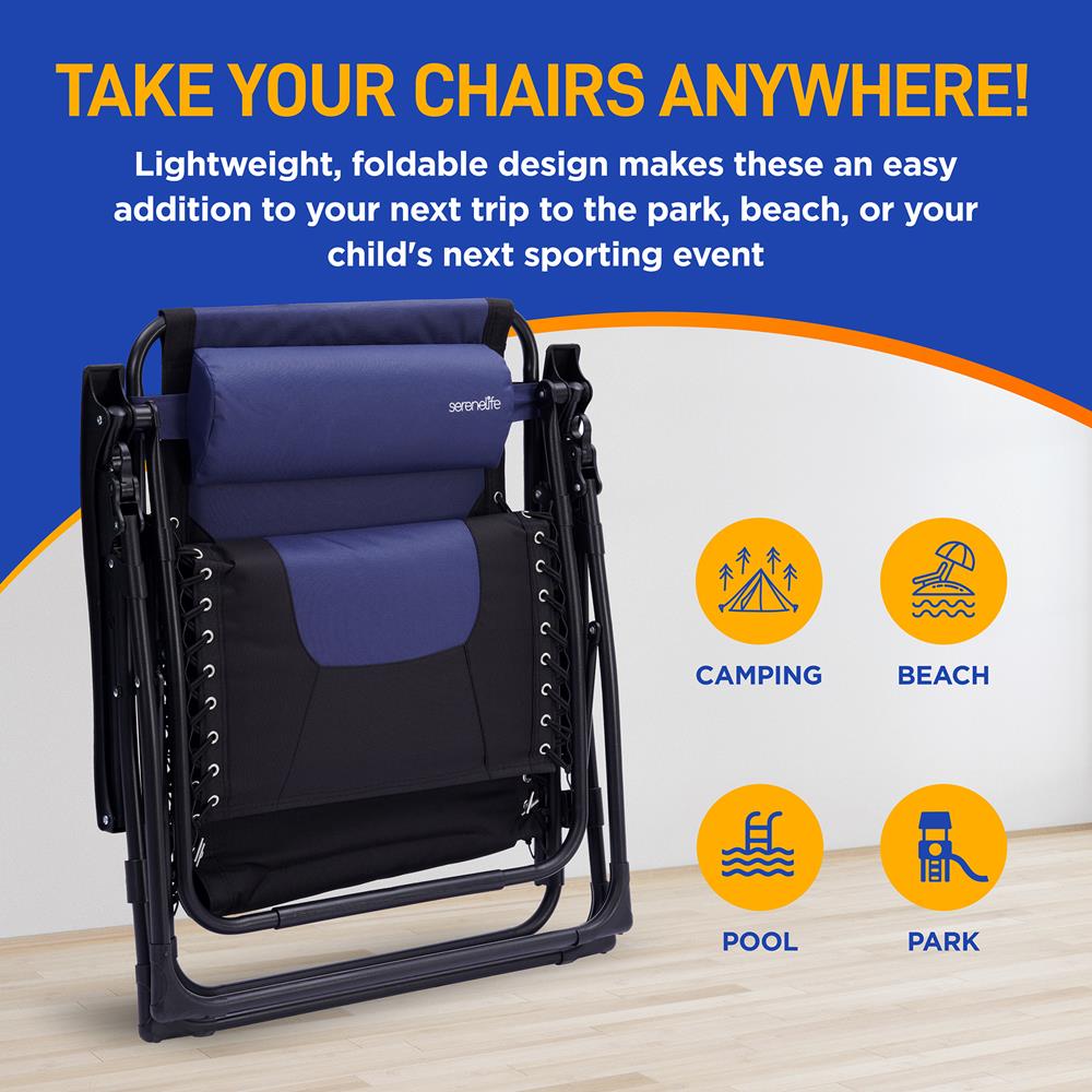 Zero Gravity Recliner Chair - Ultimate Comfort, Foldable, Blue