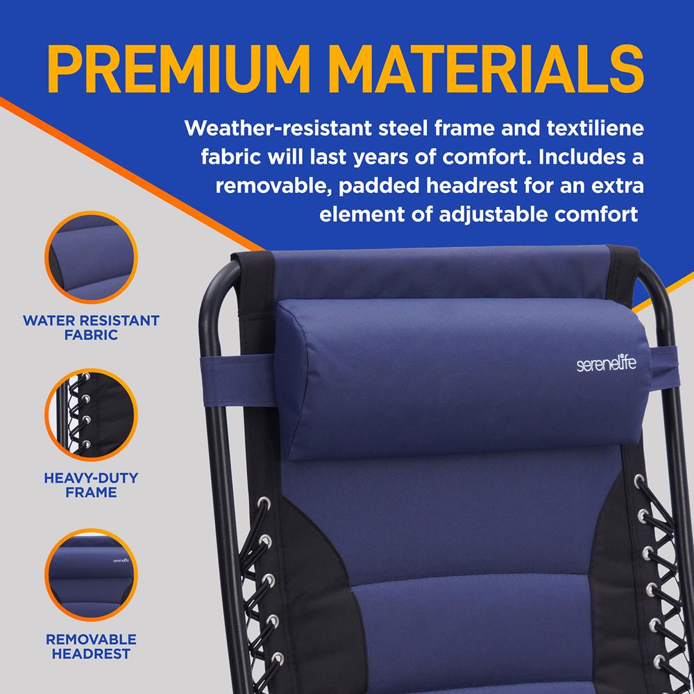 Zero Gravity Recliner Chair - Ultimate Comfort, Foldable, Blue