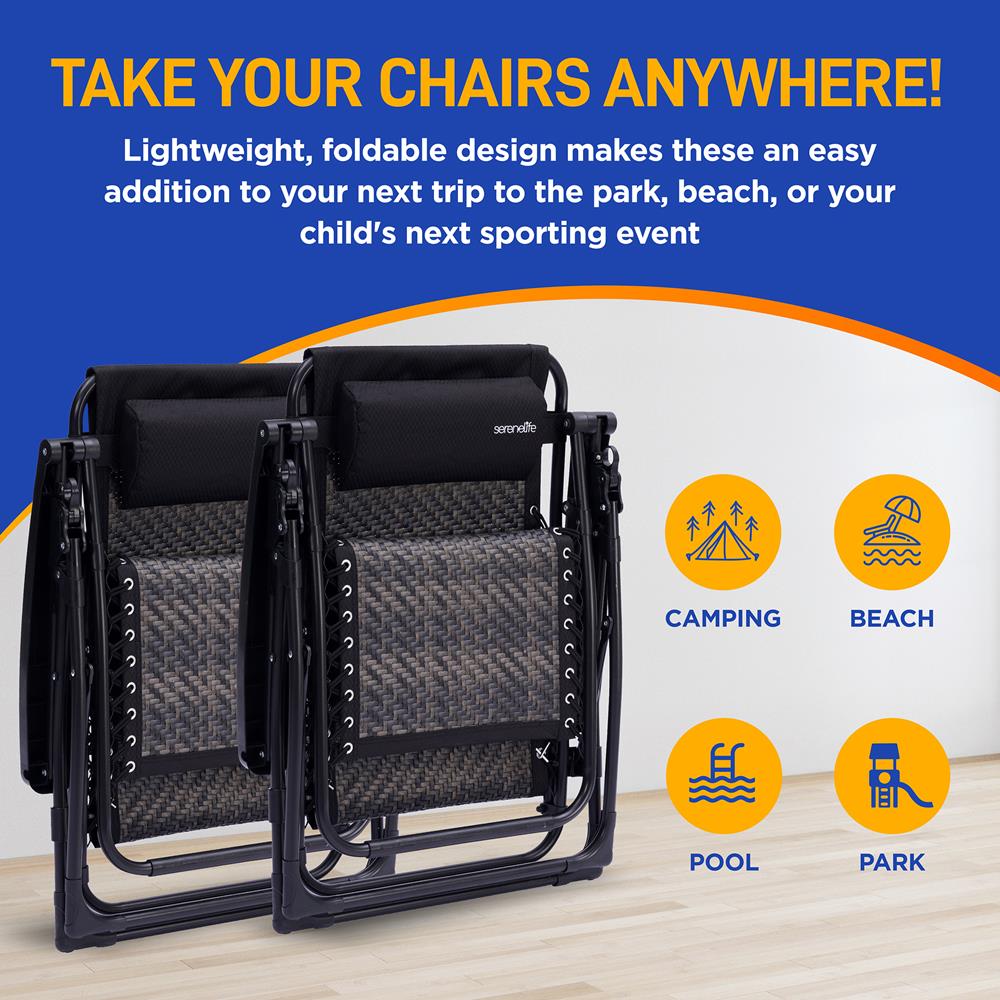 Zero Gravity Lawn Chair Set, Ultimate Comfort, Weather-Resistant Rattan, Brown