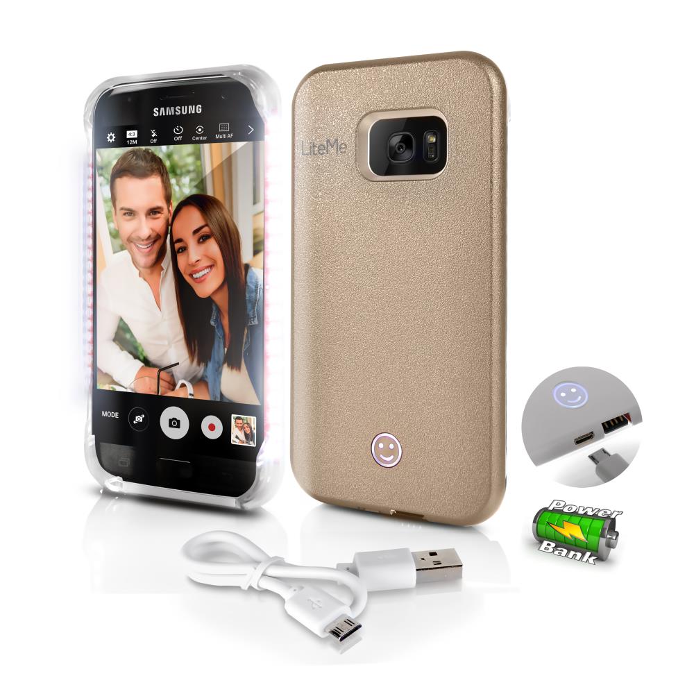 Lite-Me Selfie Lighted Smart Case, Phone Protection With Built-In Power Bank & Led Lights (For Samsung Galaxy S7)