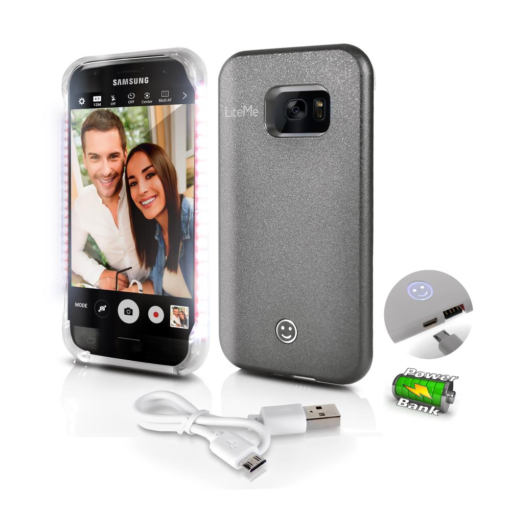 Lite-Me Selfie Lighted Smart Case, Phone Protection With Built-In Power Bank & Led Lights (For Samsung Galaxy S7)