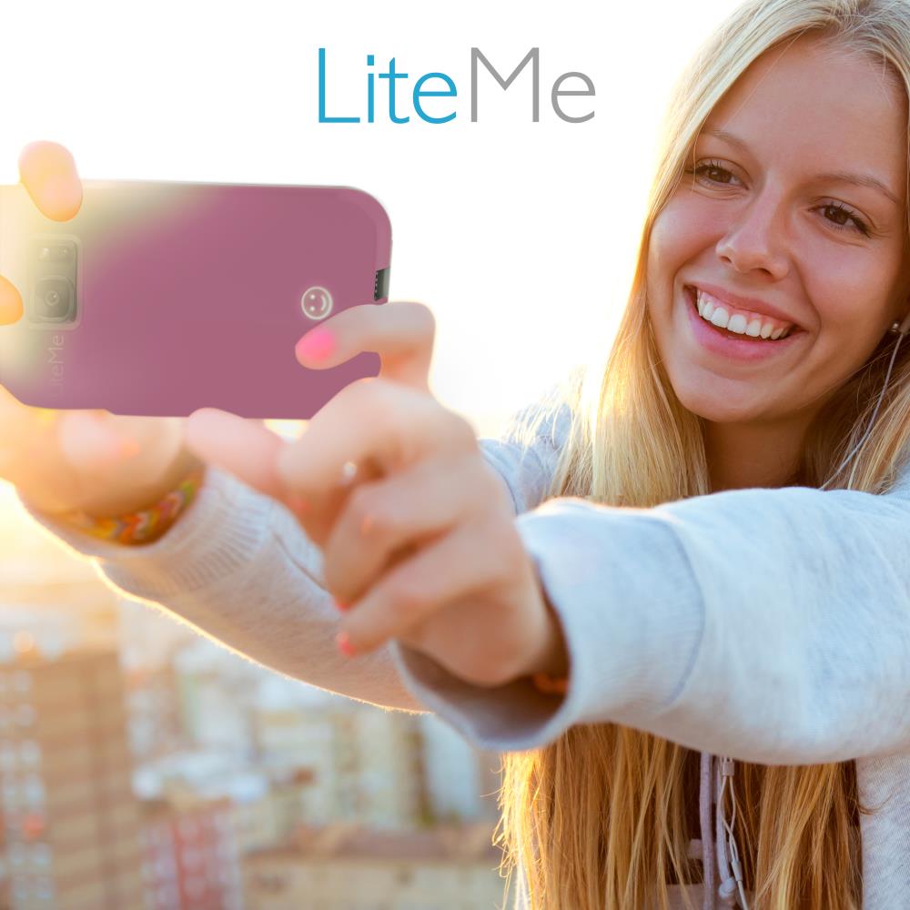Lite-Me Selfie Lighted Smart Case, Phone Protection With Built-In Power Bank & Led Lights (For Samsung Galaxy S7 Edge)