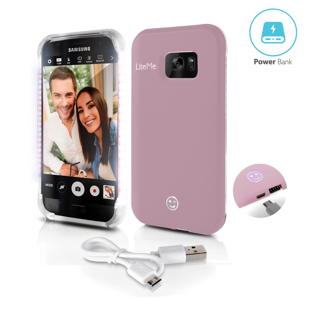 Lite-Me Selfie Lighted Smart Case, Phone Protection With Built-In Power Bank & Led Lights (For Samsung Galaxy S7 Edge)