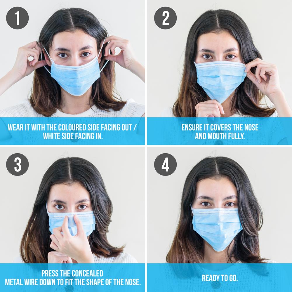 Disposable Face Masks 3-Layer Protection Breathable Non-Woven 50 Pack