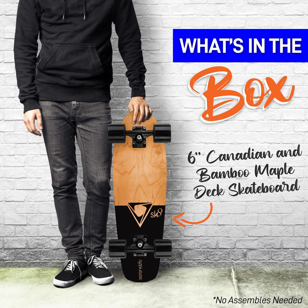 6'' Canadian And Bamboo Maple Deck Skateboard - Mini Cruiser Skateboard, Designed For Kids, Teens, And Adults (Green)
