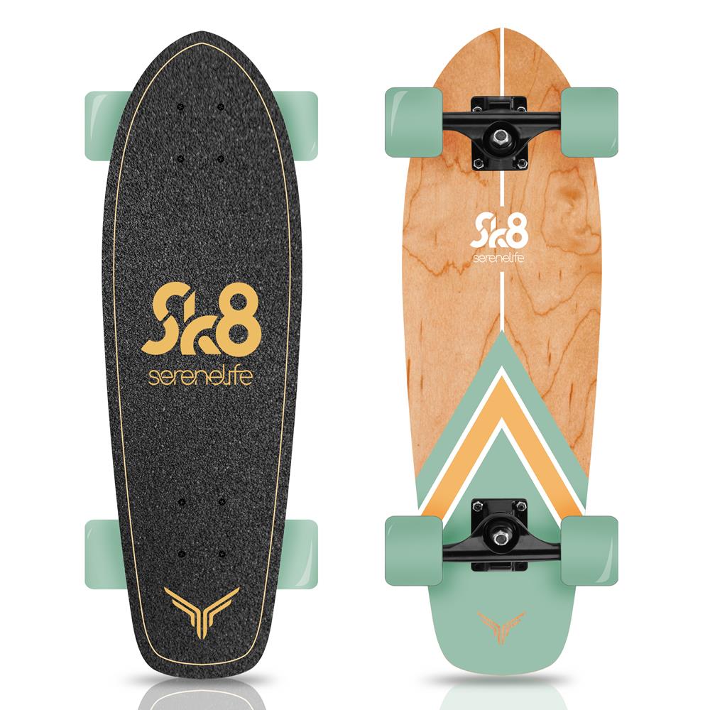 6'' Canadian And Bamboo Maple Deck Skateboard - Mini Cruiser Skateboard, Designed For Kids, Teens, And Adults (Green)