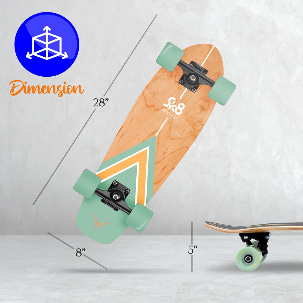 6'' Canadian And Bamboo Maple Deck Skateboard - Mini Cruiser Skateboard, Designed For Kids, Teens, And Adults (Green)