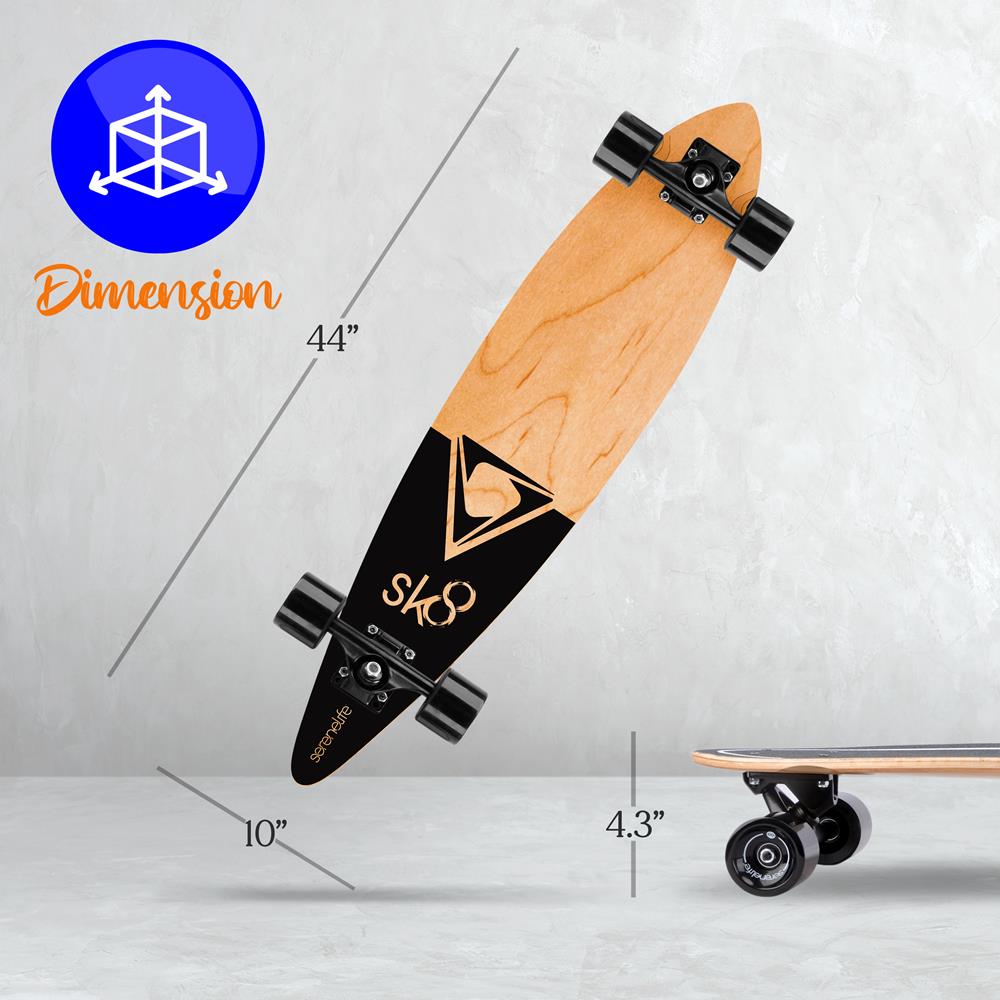 Complete Skateboard Mini Cruiser, Durable 8-Ply Maple Deck, Black
