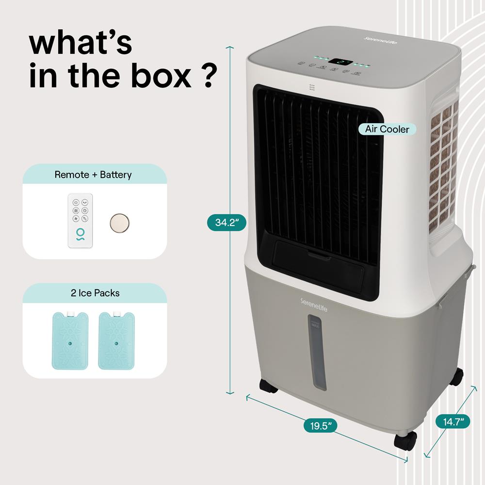 Portable Evaporative Air Cooler With 30 Liters Detachable Water Tank With Wifi Function For Outdoor And Indoor Use (White, Black & Gray)