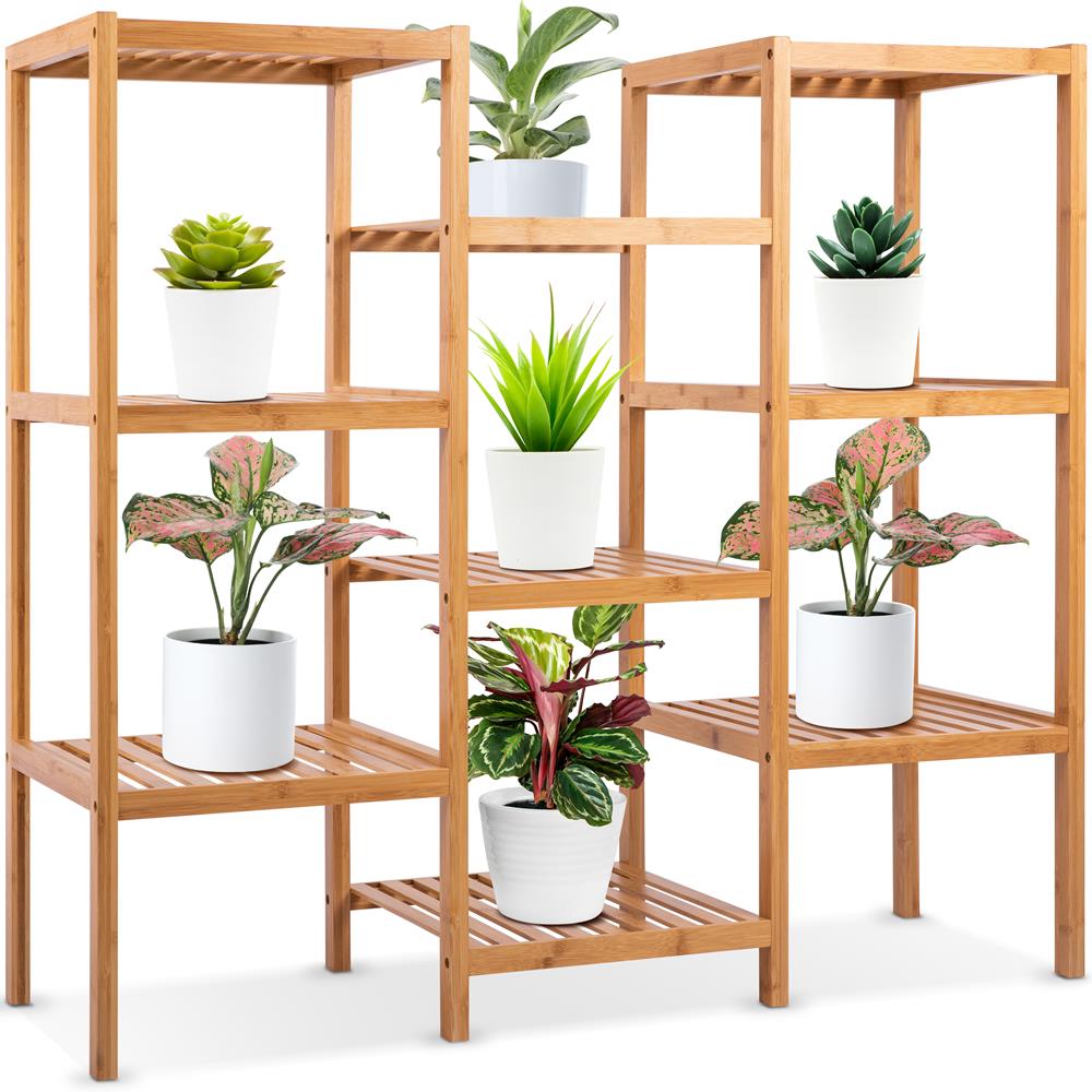 9 Tier Bamboo Plant Stand - Space-Saving, Durable, Water-Resistant
