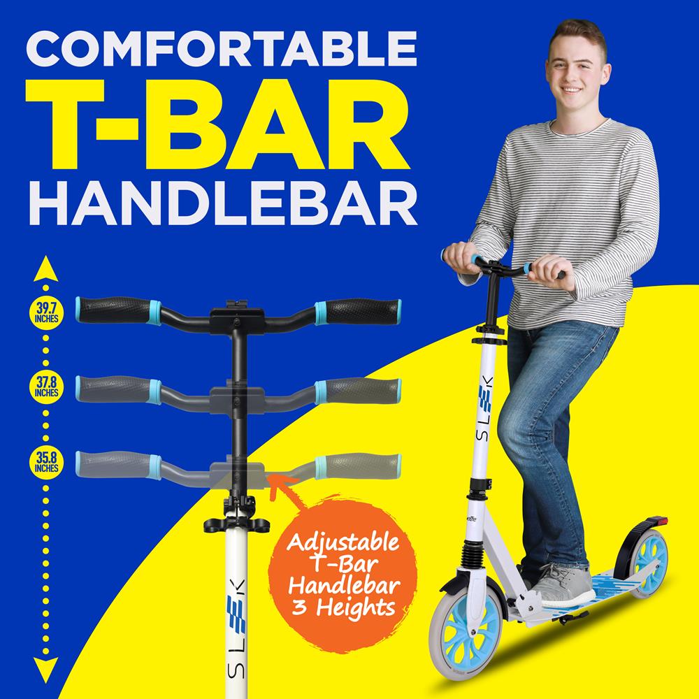 Lightweight And Foldable Kick Scooter - Adjustable Scooter For Teens, Alloy Deck With High Impact Wheels (White)