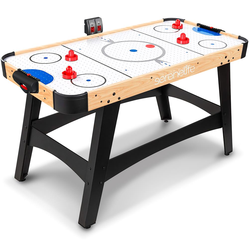54'' Air Hockey Table For Game Room, Home, Office W/ 2 Pucks, 4 Pushers, Digital Led Scoreboard, Powerful 12V Motor (Natural Color)