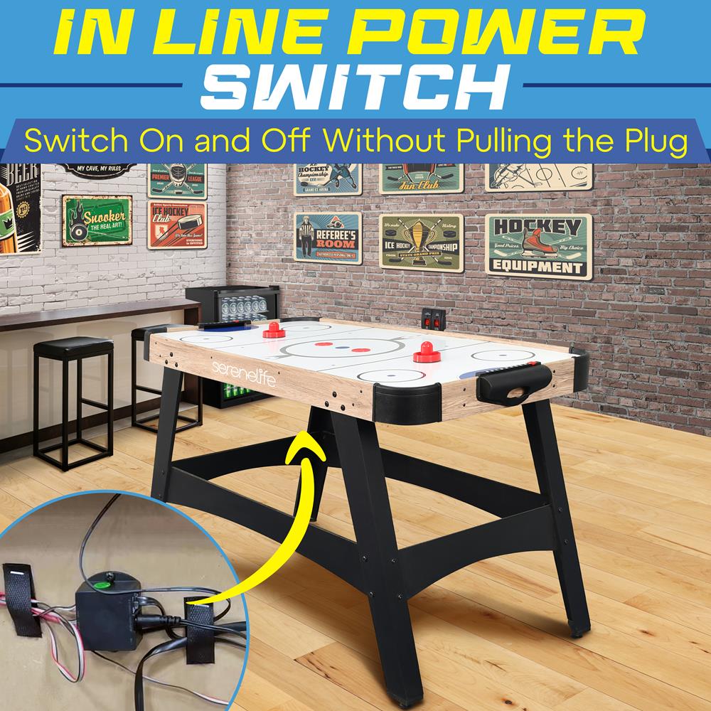 54'' Air Hockey Table For Game Room, Home, Office W/ 2 Pucks, 4 Pushers, Digital Led Scoreboard, Powerful 12V Motor (Natural Color)