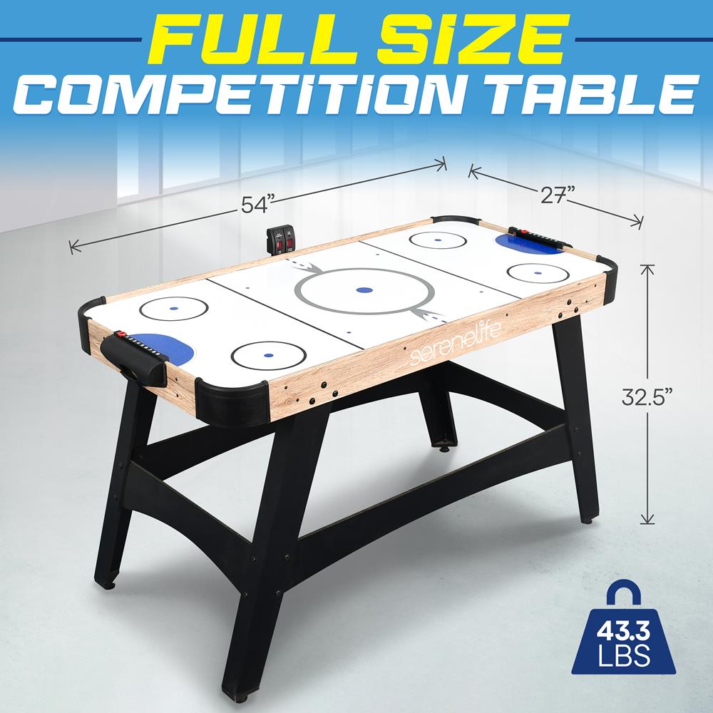 54'' Air Hockey Table For Game Room, Home, Office W/ 2 Pucks, 4 Pushers, Digital Led Scoreboard, Powerful 12V Motor (Natural Color)
