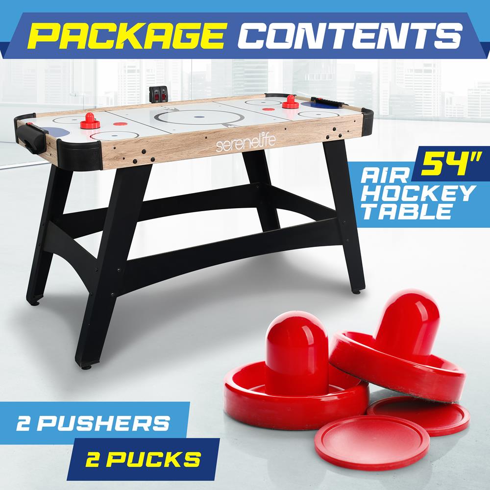 54'' Air Hockey Table For Game Room, Home, Office W/ 2 Pucks, 4 Pushers, Digital Led Scoreboard, Powerful 12V Motor (Natural Color)