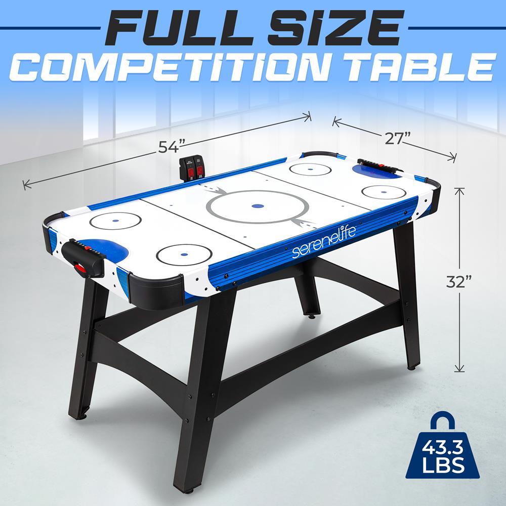 54" Air Hockey Table, Smooth Glide, 12V Motor, LED Scoreboard, Blue