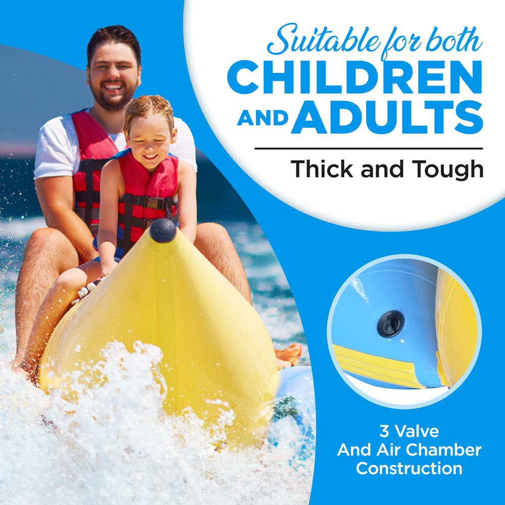 Inflatable Banana Boat 2-Person Durable PVC with Storage Bag