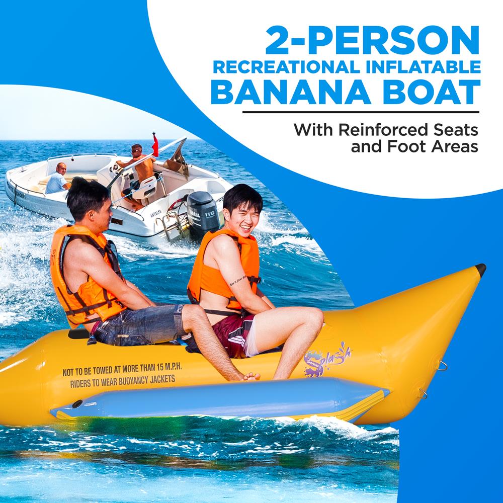 Inflatable Banana Boat 2-Person Durable PVC with Storage Bag