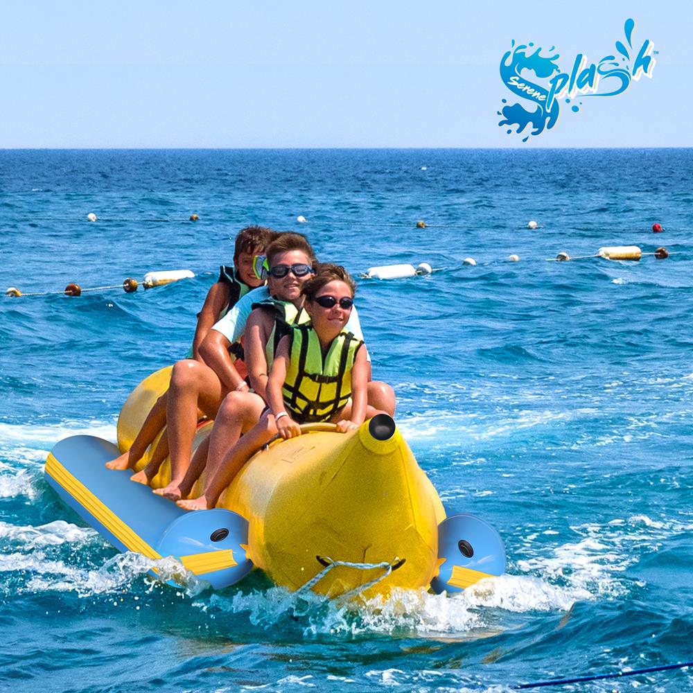 3-Person Inflatable Banana Boat, Durable PVC, Reinforced Seats