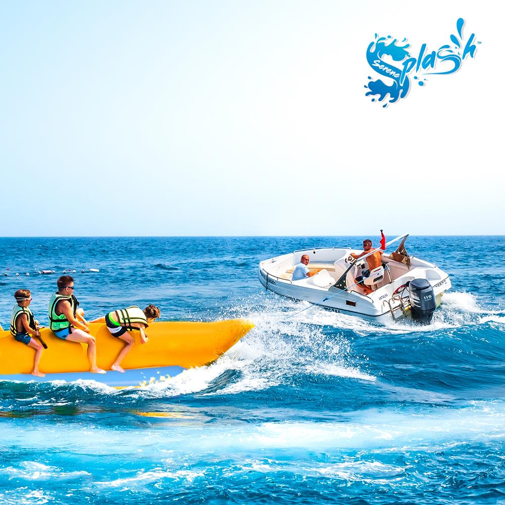 3-Person Inflatable Banana Boat, Durable PVC, Reinforced Seats