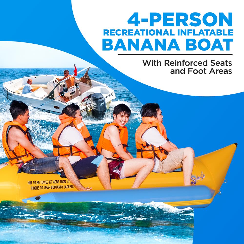 Inflatable Banana Boat 4-Person Durable PVC with Storage Bag