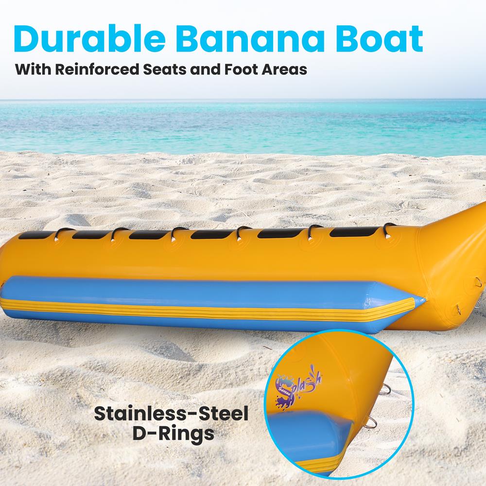 Inflatable Banana Boat 6-Person Capacity Durable PVC 3 Valves