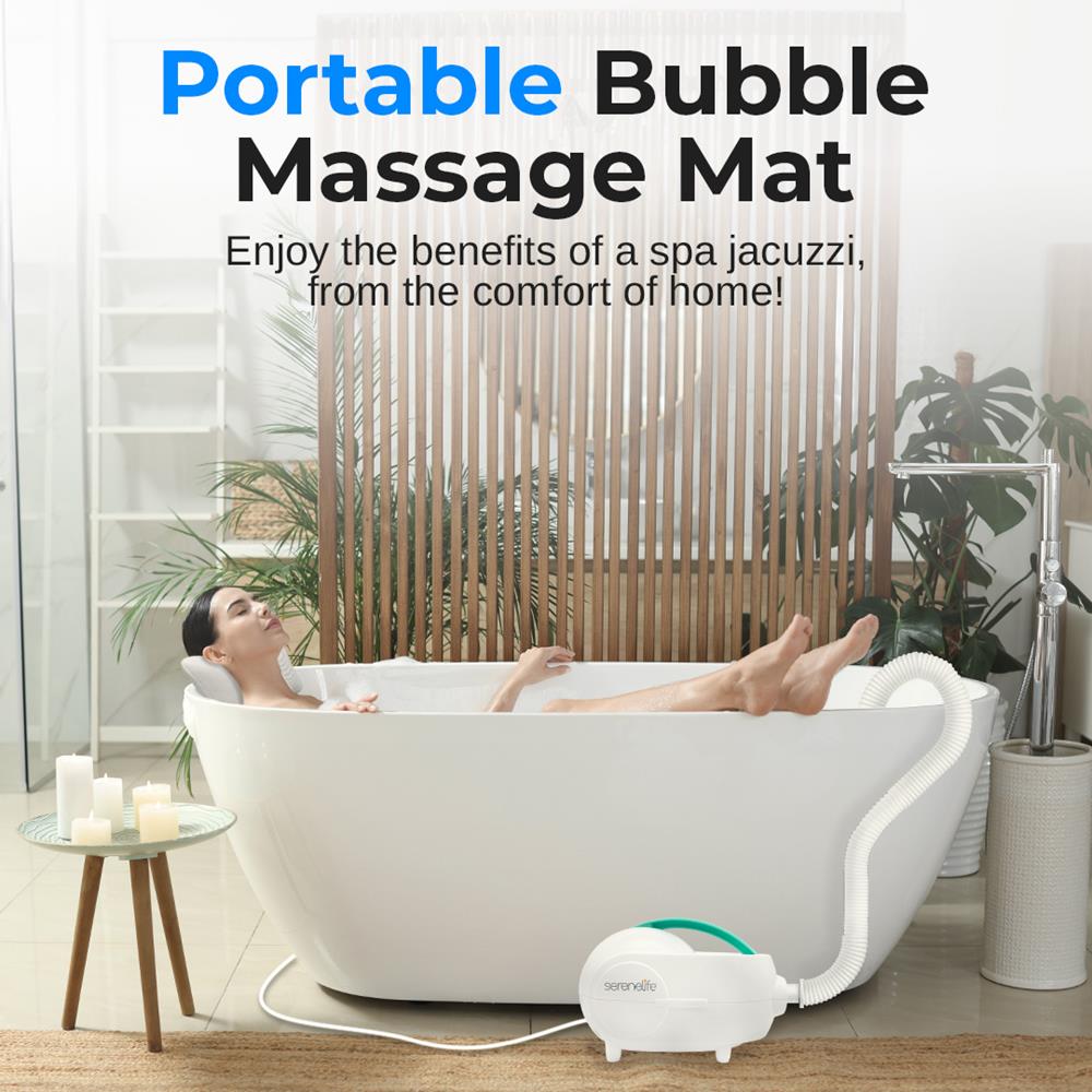 Bubble Bath Mat Spa - Relaxing Bubbles, Waterproof LED, Teal