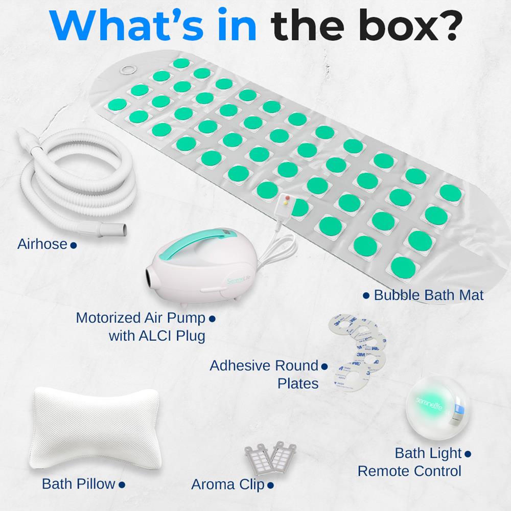 Bubble Bath Mat Spa - Relaxing Bubbles, Waterproof LED, Teal