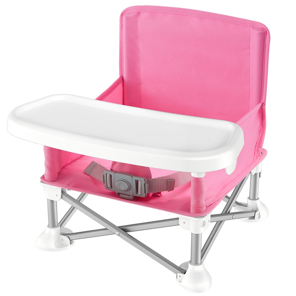 Baby Booster Seat - Portable Folding Design - Safety Belt & Tray