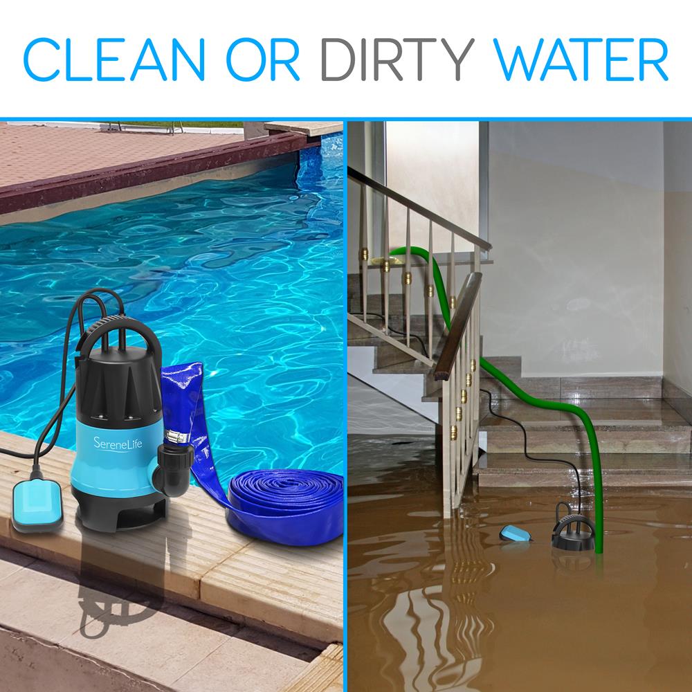 Submersible Sump Pump 1980GPH Auto Float Switch Blue 16ft Cord