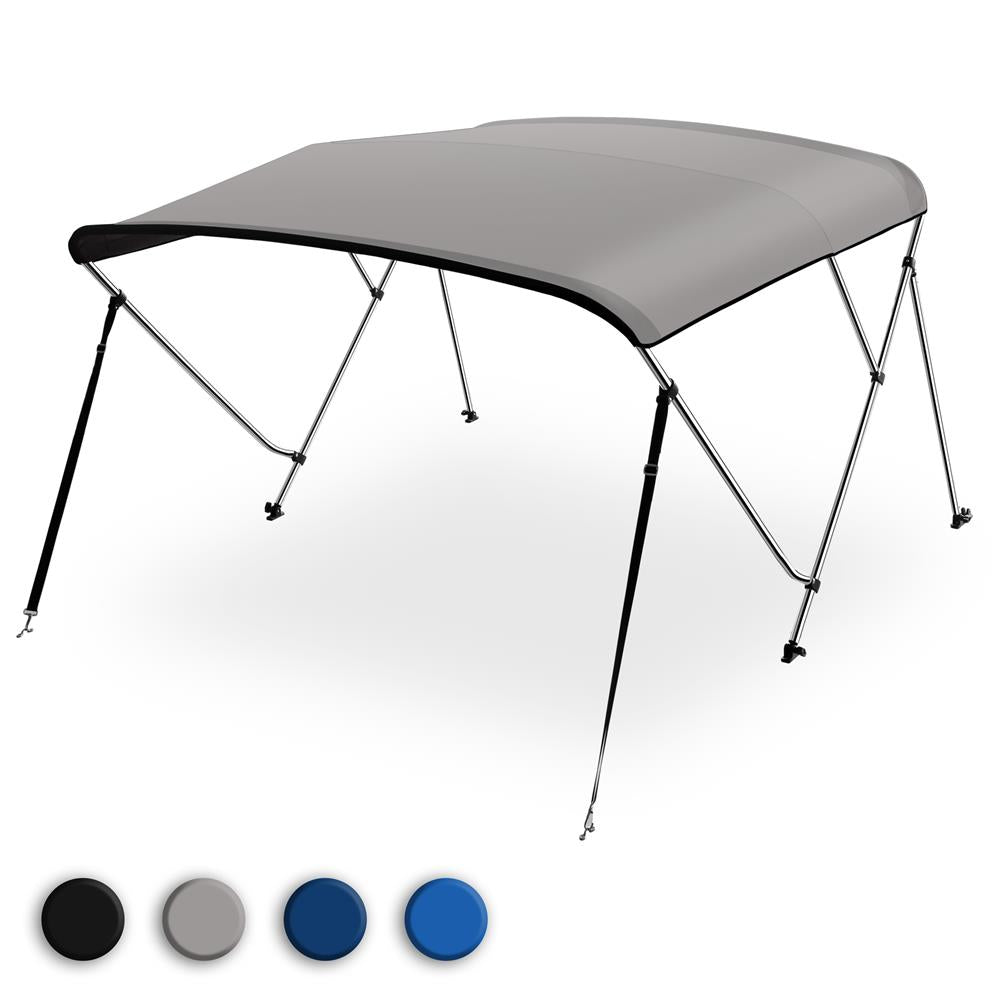 Waterproof Boat Bimini Top Sun Shade, 600D Canvas, Aluminum Frame, Gray