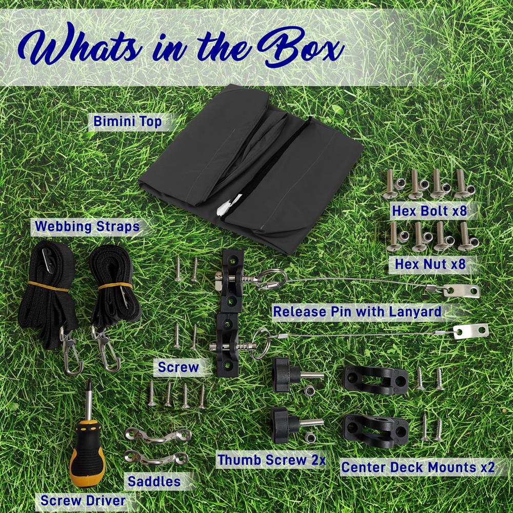 4 Bow Bimini Top Boat Cover, Waterproof Aluminum Frame, Gray