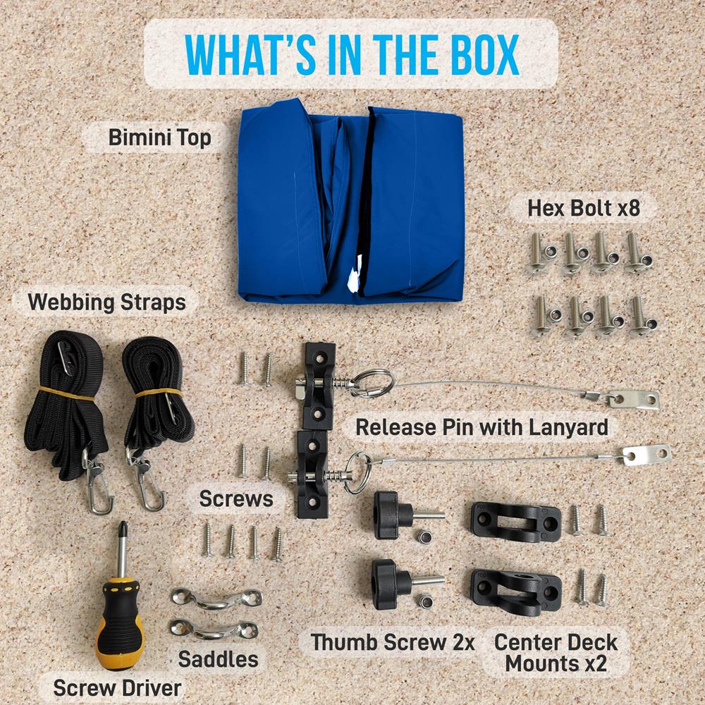 Waterproof Boat Bimini Top Sun Shade 600D Canvas Royal Blue