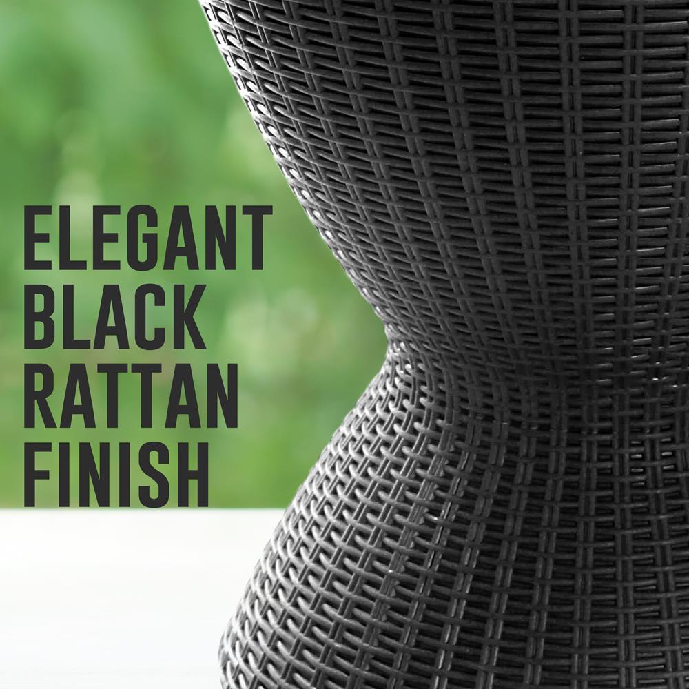 Outdoor Cool Bar Table, Keeps Drinks Cold 12 Hrs, Rattan Style, Black