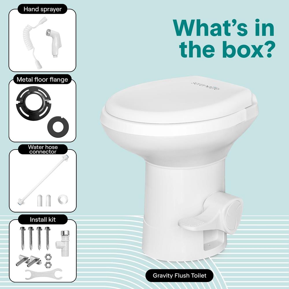 RV Toilet Leak-Proof Compact Design HDPE White