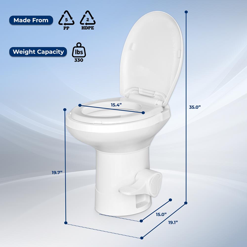 RV Toilet Leak-Proof Compact Design HDPE White