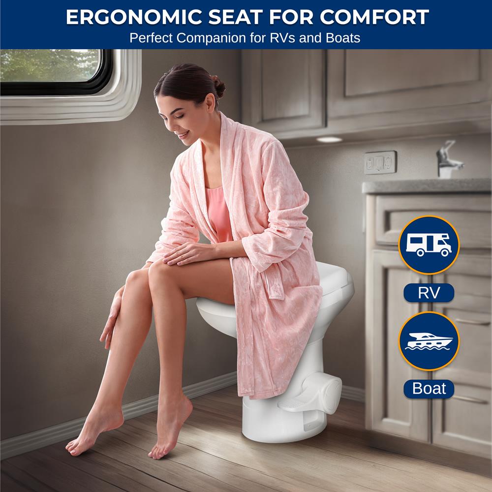 RV Toilet Leak-Proof Compact Design HDPE White