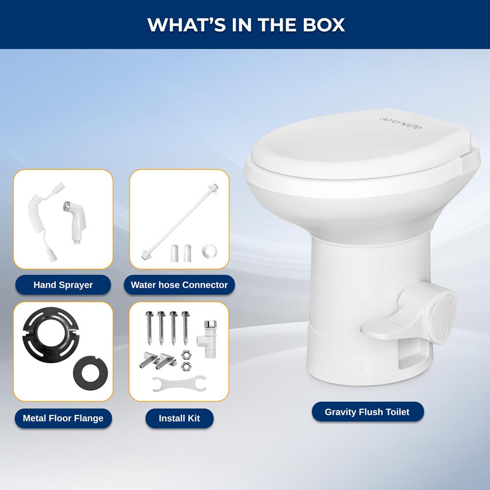 RV Toilet Leak-Proof Compact Design HDPE White