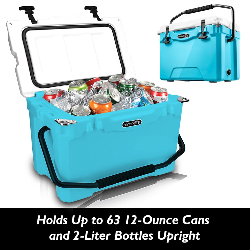 25 Qt Cooler Box, 5-Day Ice Retention, Heavy-Duty Insulation, Blue